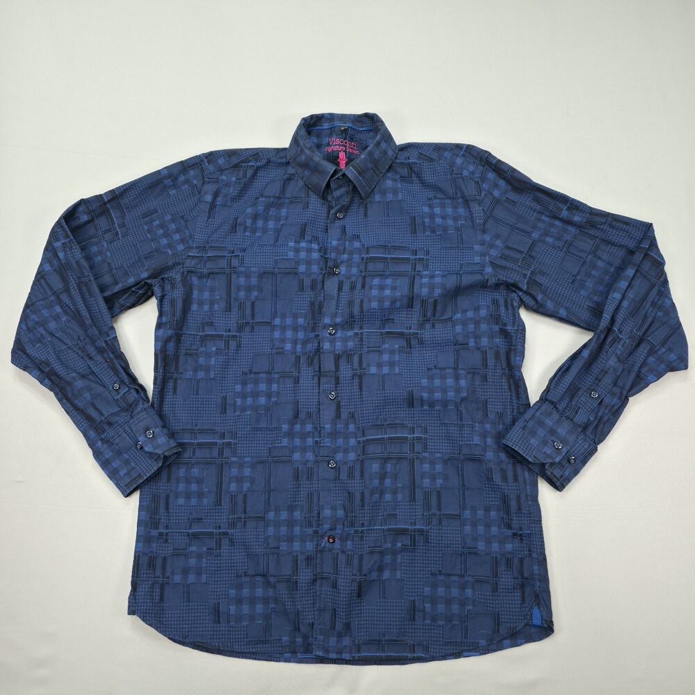 Visconti Shirt Mens Medium Geometric Pattern Button Up Modern Statement Y2K